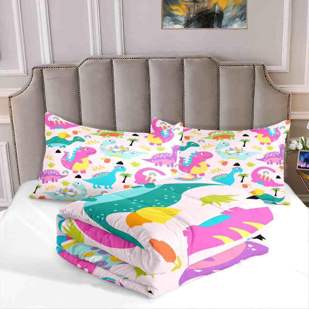 Pastel Dream Dinosaur Comforter Set for Girls & Toddlers | CozyLil
