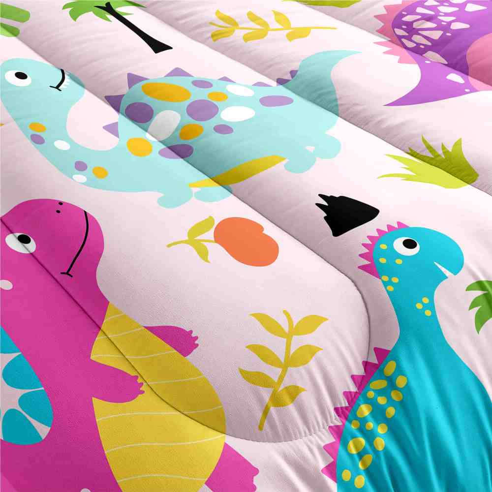Pastel Dream Dinosaur Comforter Set for Girls & Toddlers | CozyLil