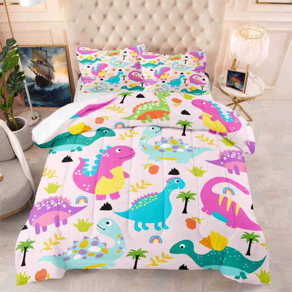 Pastel Dream Dinosaur Comforter Set for Girls & Toddlers | CozyLil