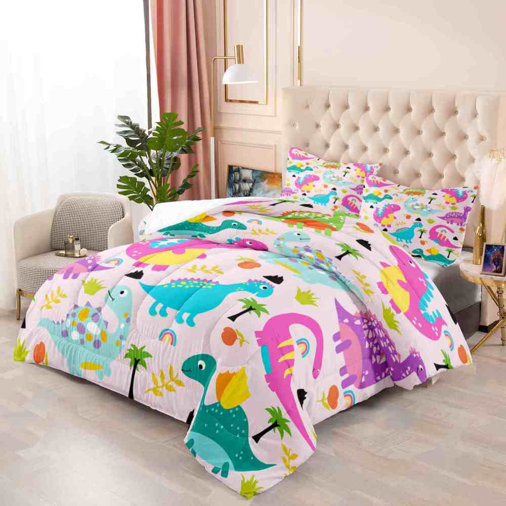 Pastel Dream Dinosaur Comforter Set for Girls & Toddlers | CozyLil