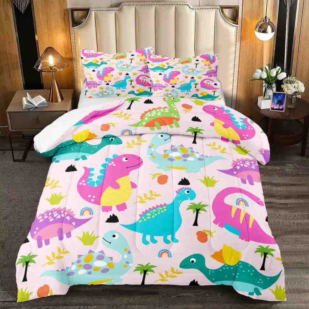 Pastel Dream Dinosaur Comforter Set for Girls & Toddlers | CozyLil