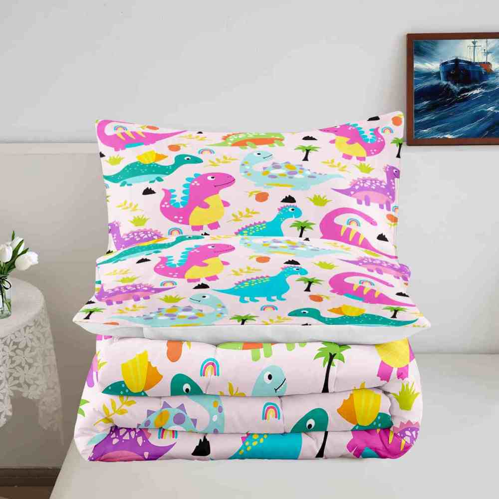 Pastel Dream Dinosaur Comforter Set for Girls & Toddlers | CozyLil