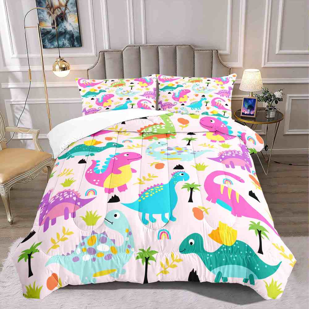 Pastel Dream Dinosaur Comforter Set for Girls & Toddlers | CozyLil