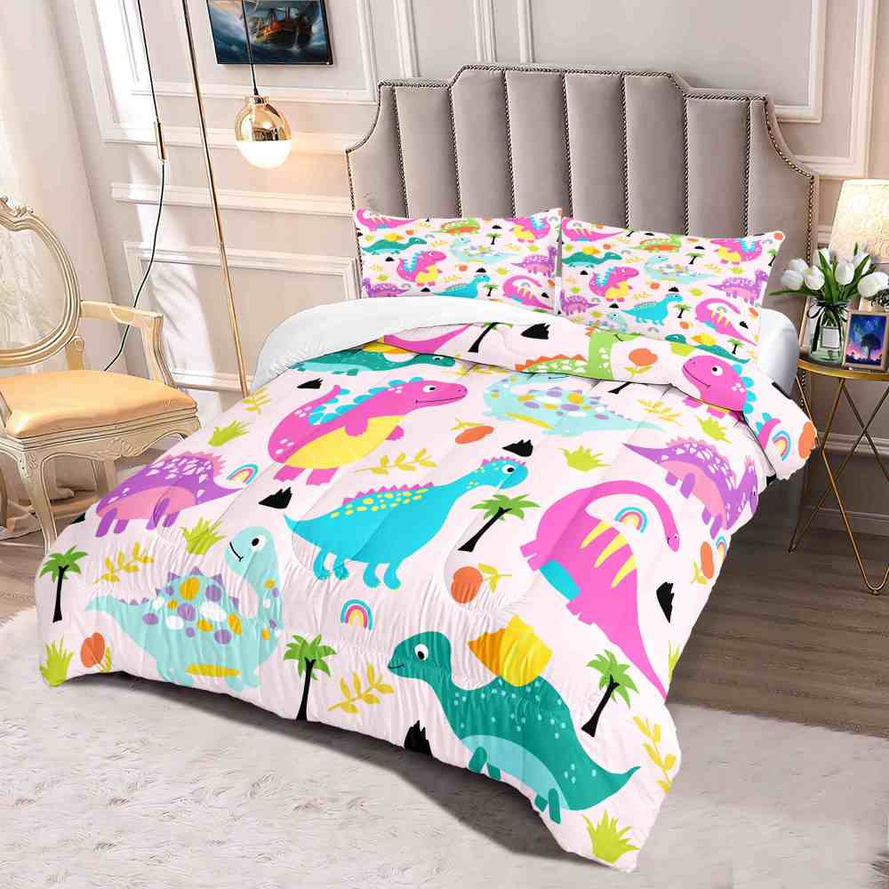 Pastel Dream Dinosaur Comforter Set for Girls & Toddlers | CozyLil