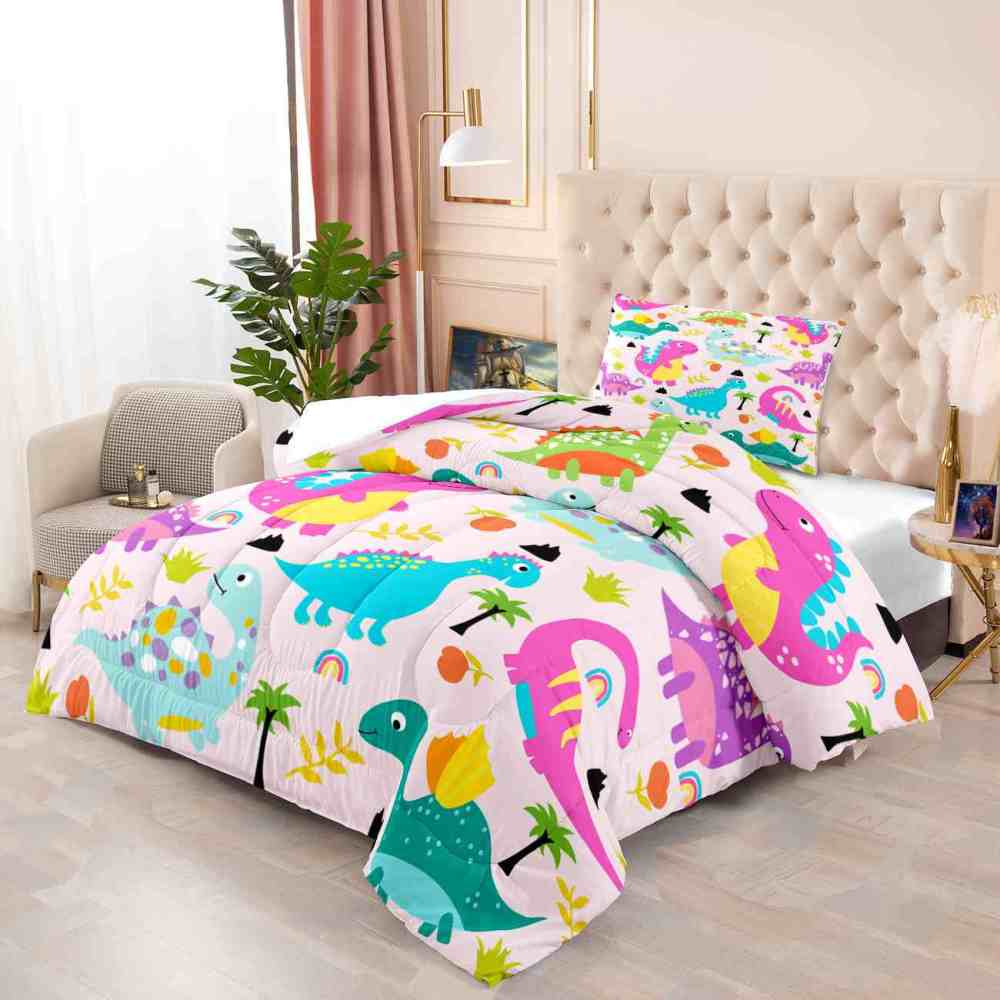 Pastel Dream Dinosaur Comforter Set for Girls & Toddlers | CozyLil