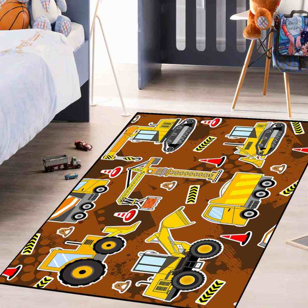 Brown Mud Construction & Mole Toddler Play Rug | CozyLil