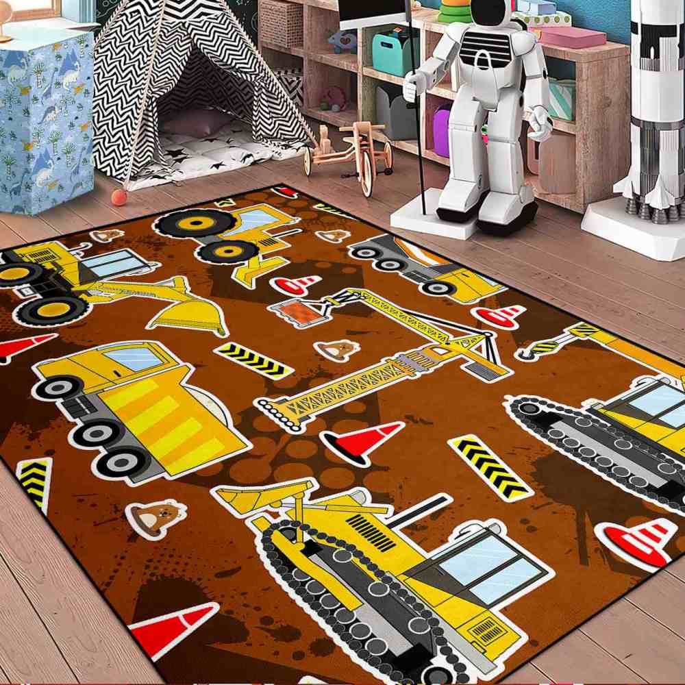 Brown Mud Construction & Mole Toddler Play Rug | CozyLil