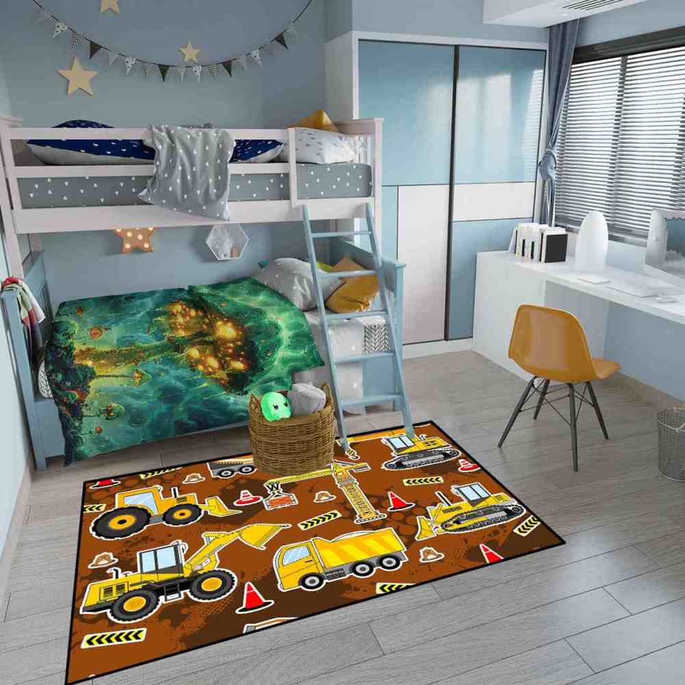 Brown Mud Construction & Mole Toddler Play Rug | CozyLil