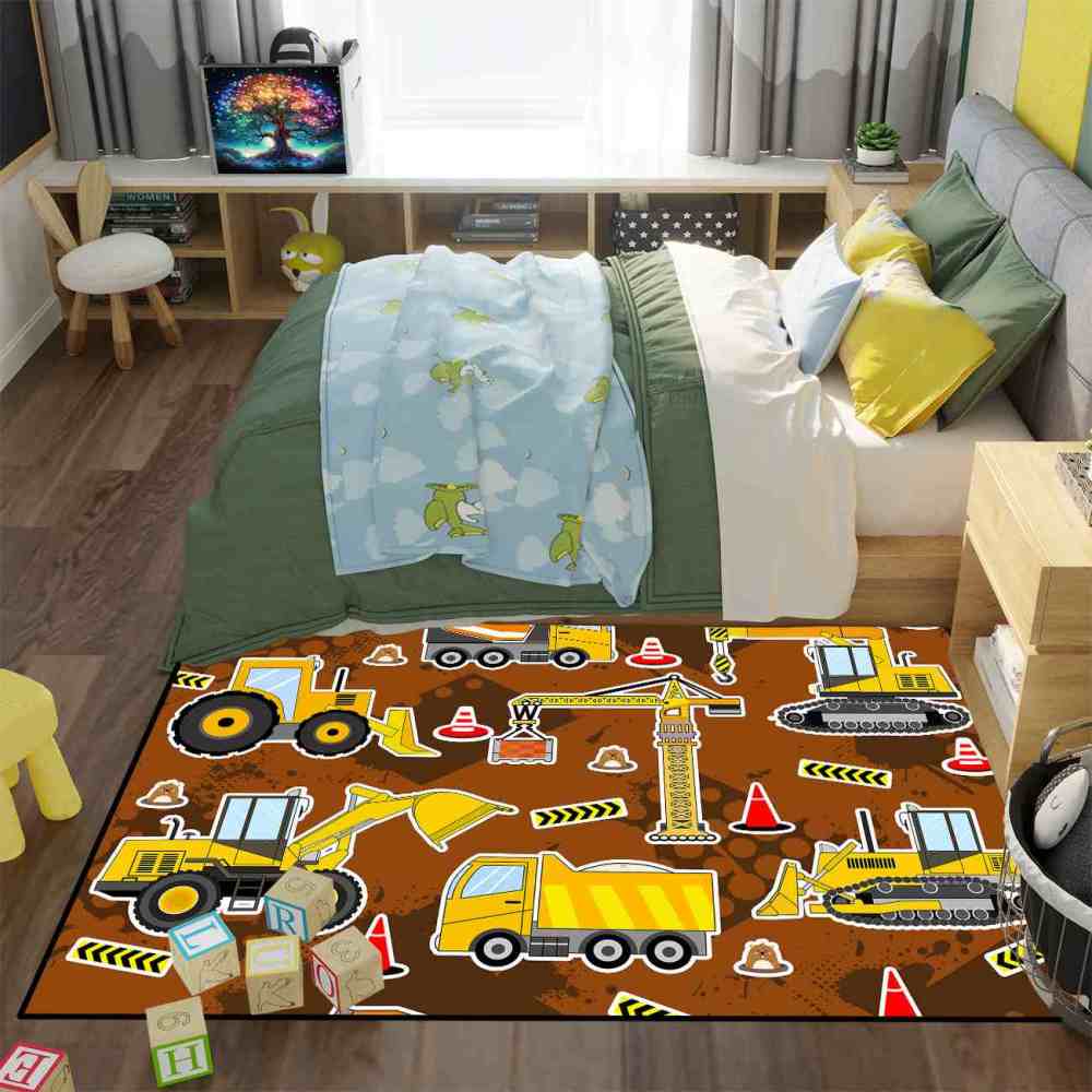 Brown Mud Construction & Mole Toddler Play Rug | CozyLil