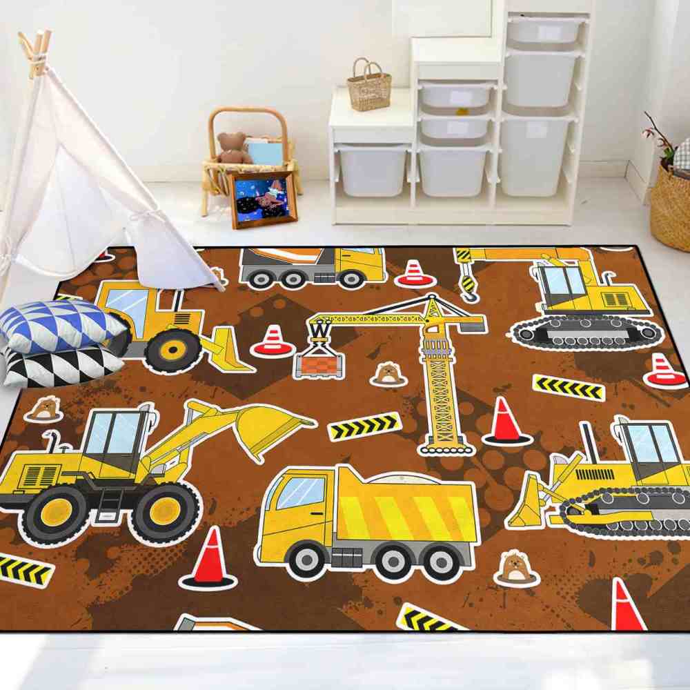 Brown Mud Construction & Mole Toddler Play Rug | CozyLil