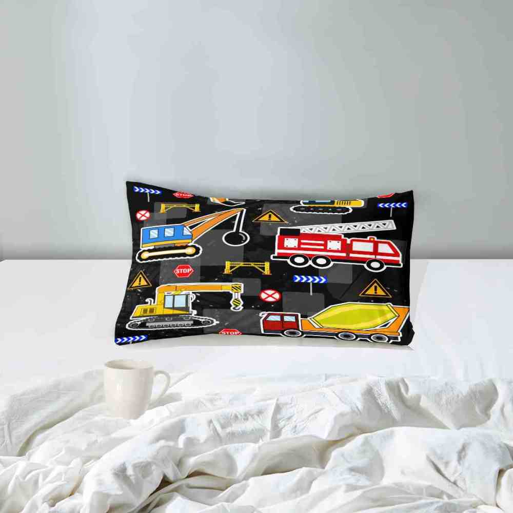 Excavator & Fire Engine Comforter Set Kids Bedding | CozyLil