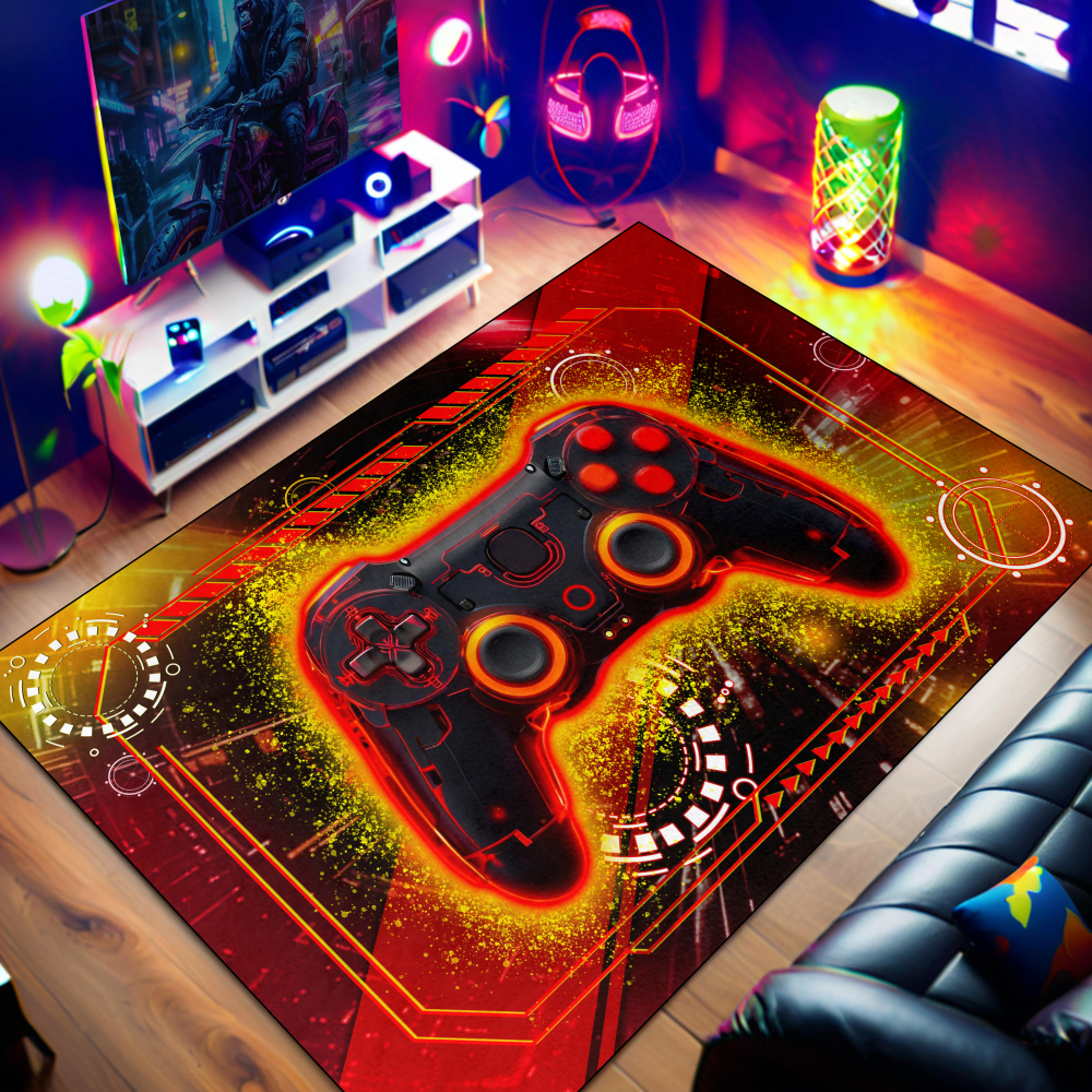 Red Action Gamer Controller Area Rug Boys Room | CozyLil