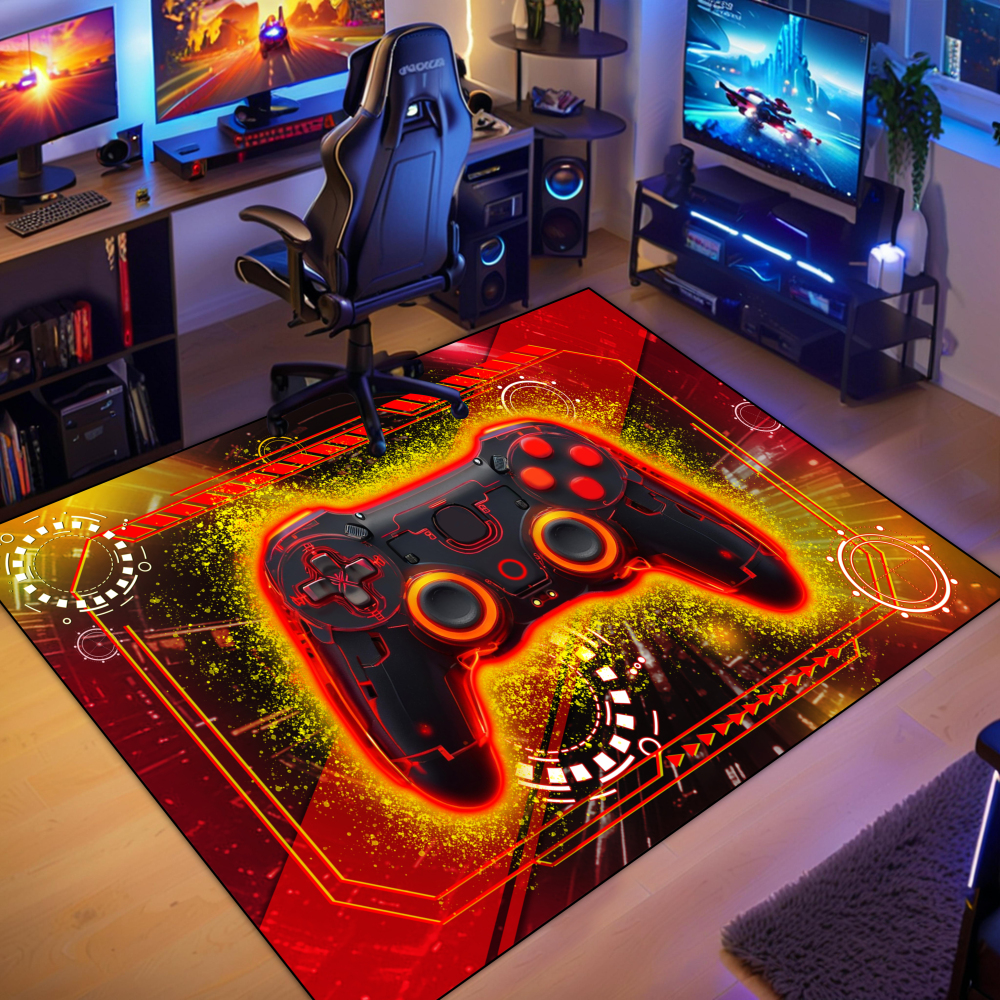 Red Action Gamer Controller Area Rug Boys Room | CozyLil
