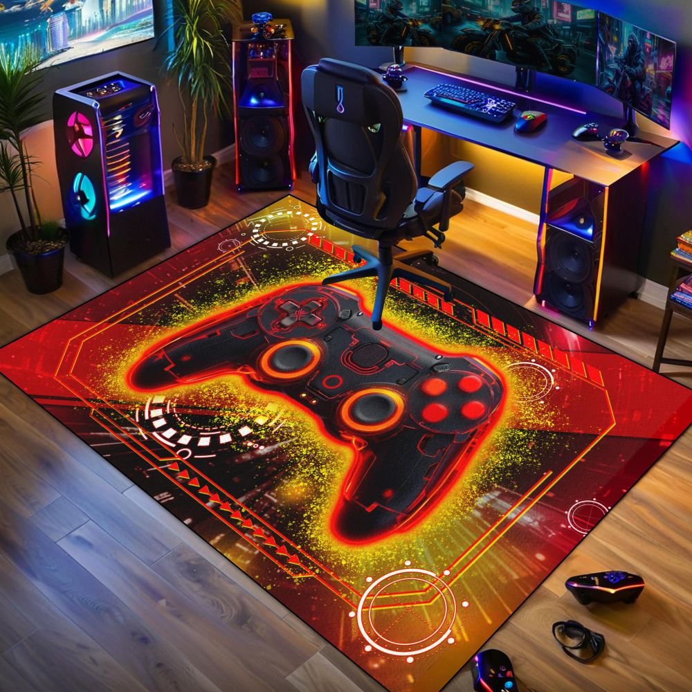 Red Action Gamer Controller Area Rug Boys Room | CozyLil