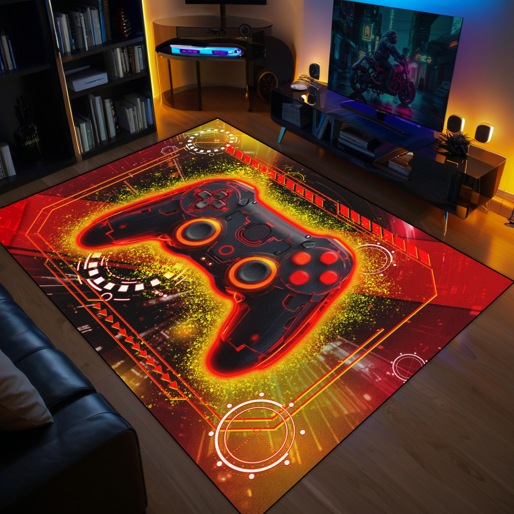 Red Action Gamer Controller Area Rug Boys Room | CozyLil