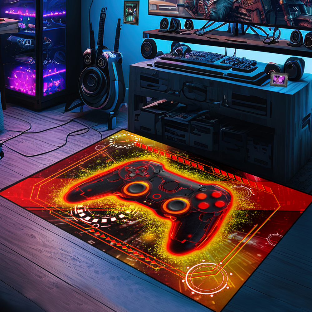 Red Action Gamer Controller Area Rug Boys Room | CozyLil