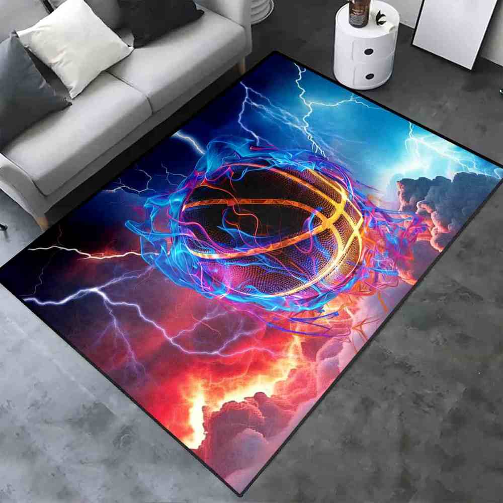 Vibrant Energy Vortex Basketball Kids Playroom Area Rug | CozyLil