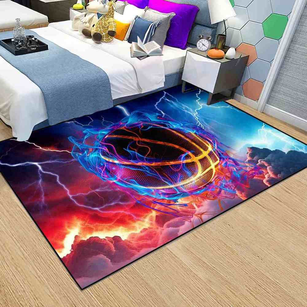 Vibrant Energy Vortex Basketball Kids Playroom Area Rug | CozyLil