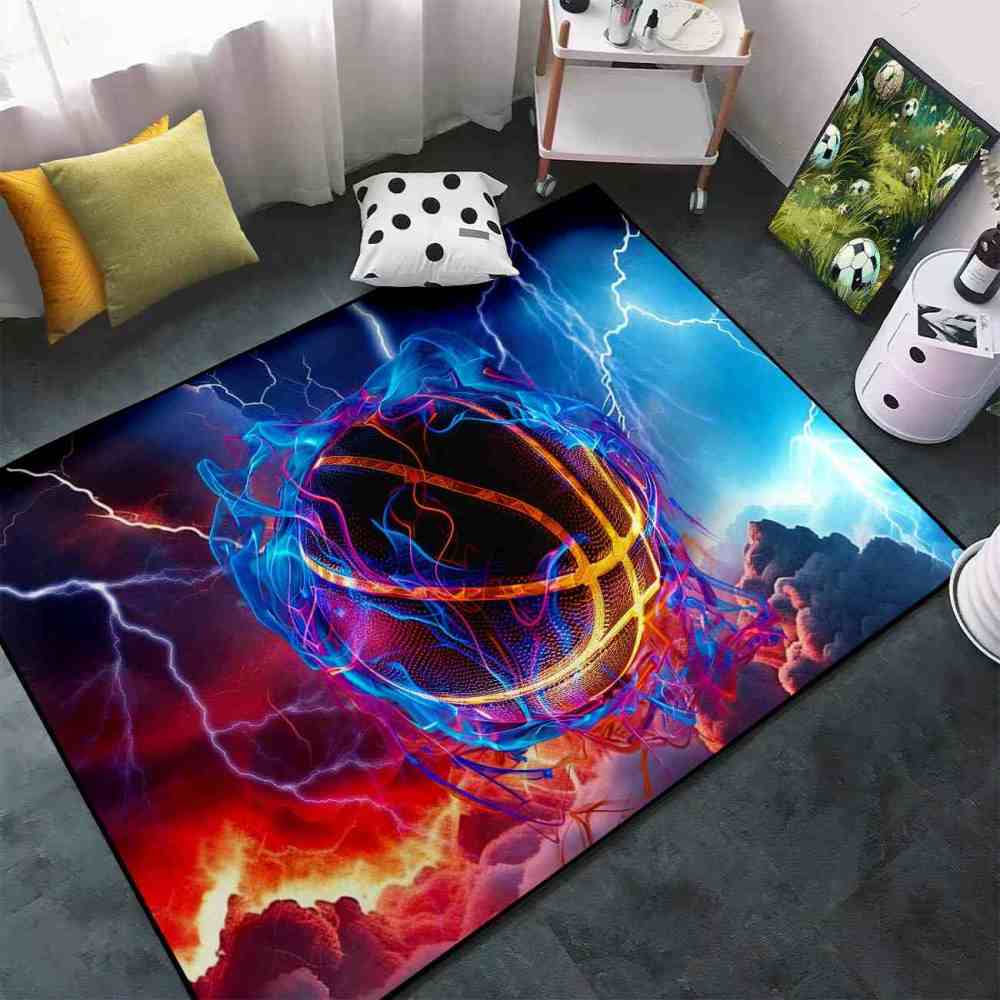 Vibrant Energy Vortex Basketball Kids Playroom Area Rug | CozyLil