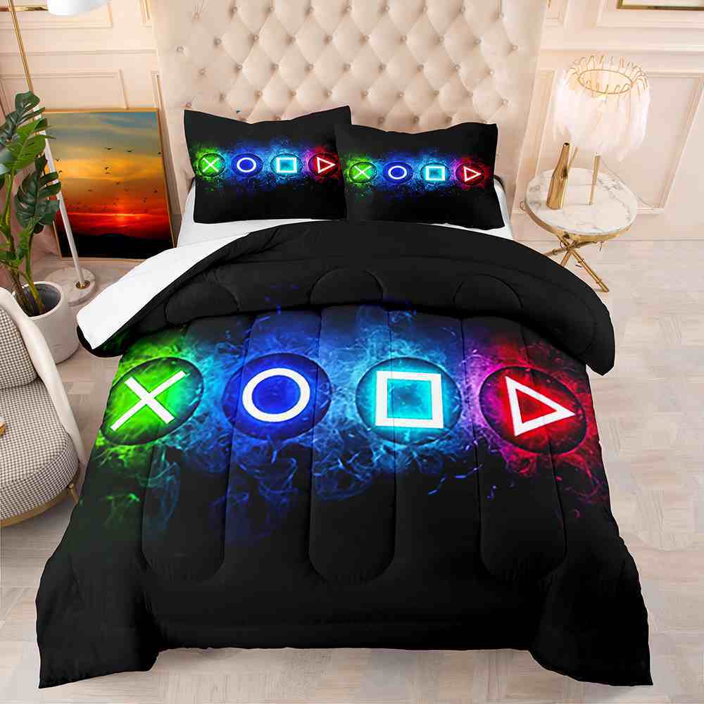 Glowing Smoke Game Icons Comforter Set for Teens | CozyLil