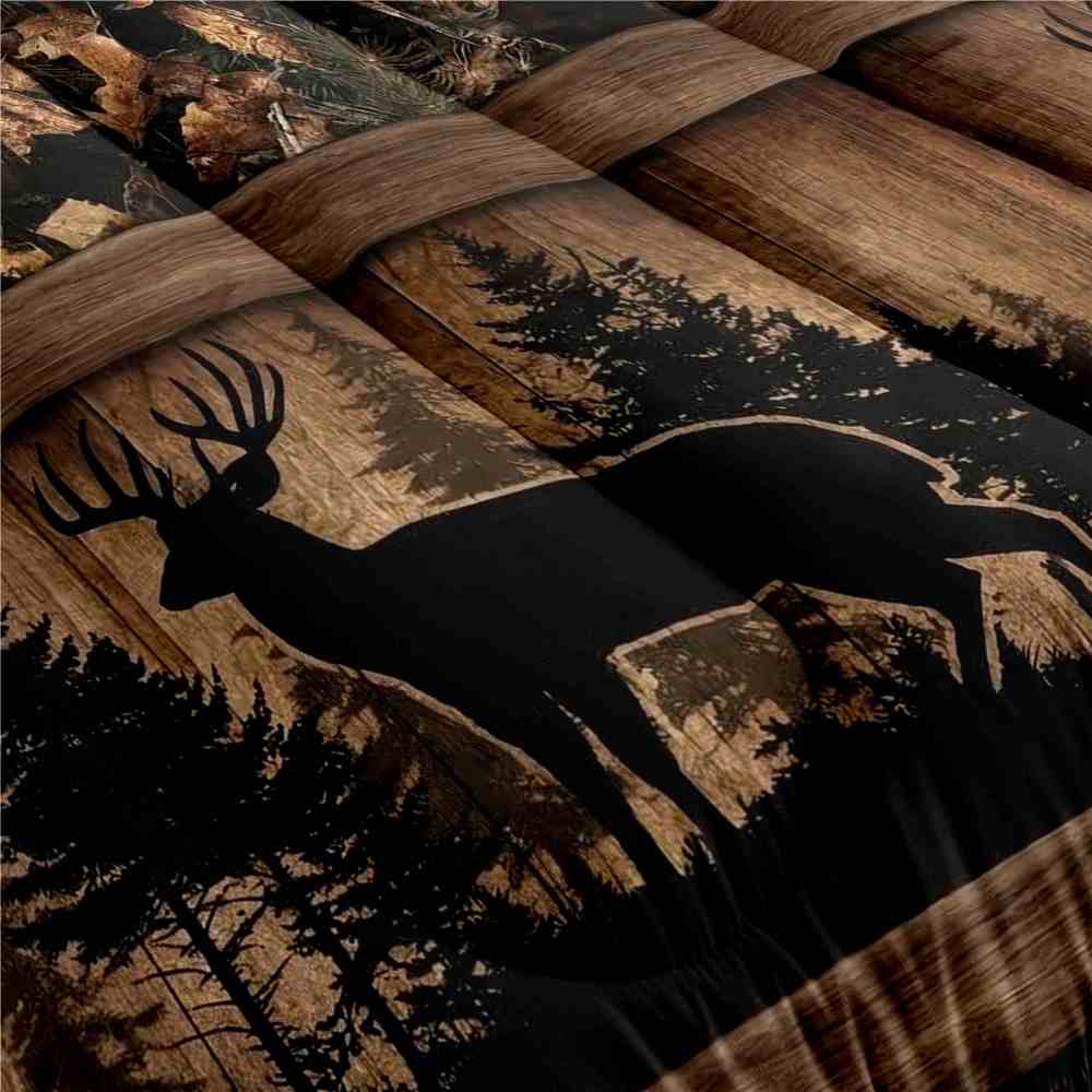Rustic Buck Silhouette Forest Comforter Set | Boys Bedding | CozyLil