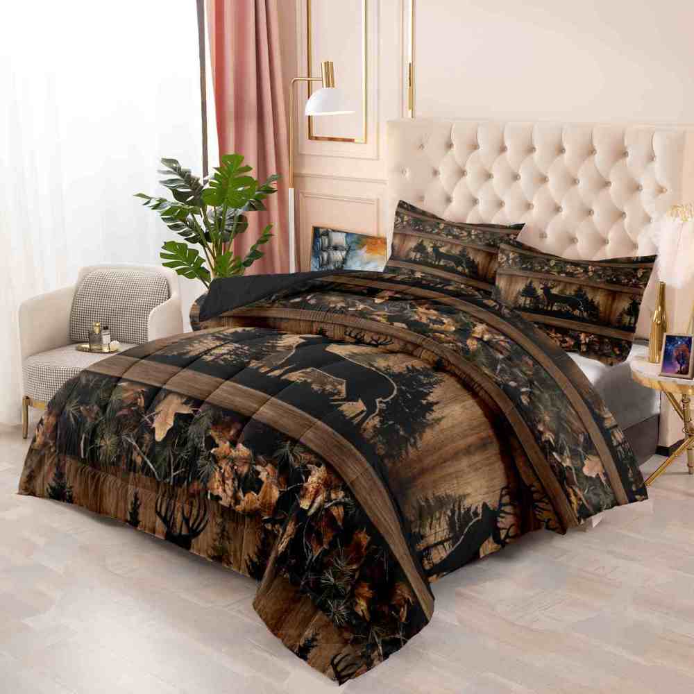 Rustic Buck Silhouette Forest Comforter Set | Boys Bedding | CozyLil