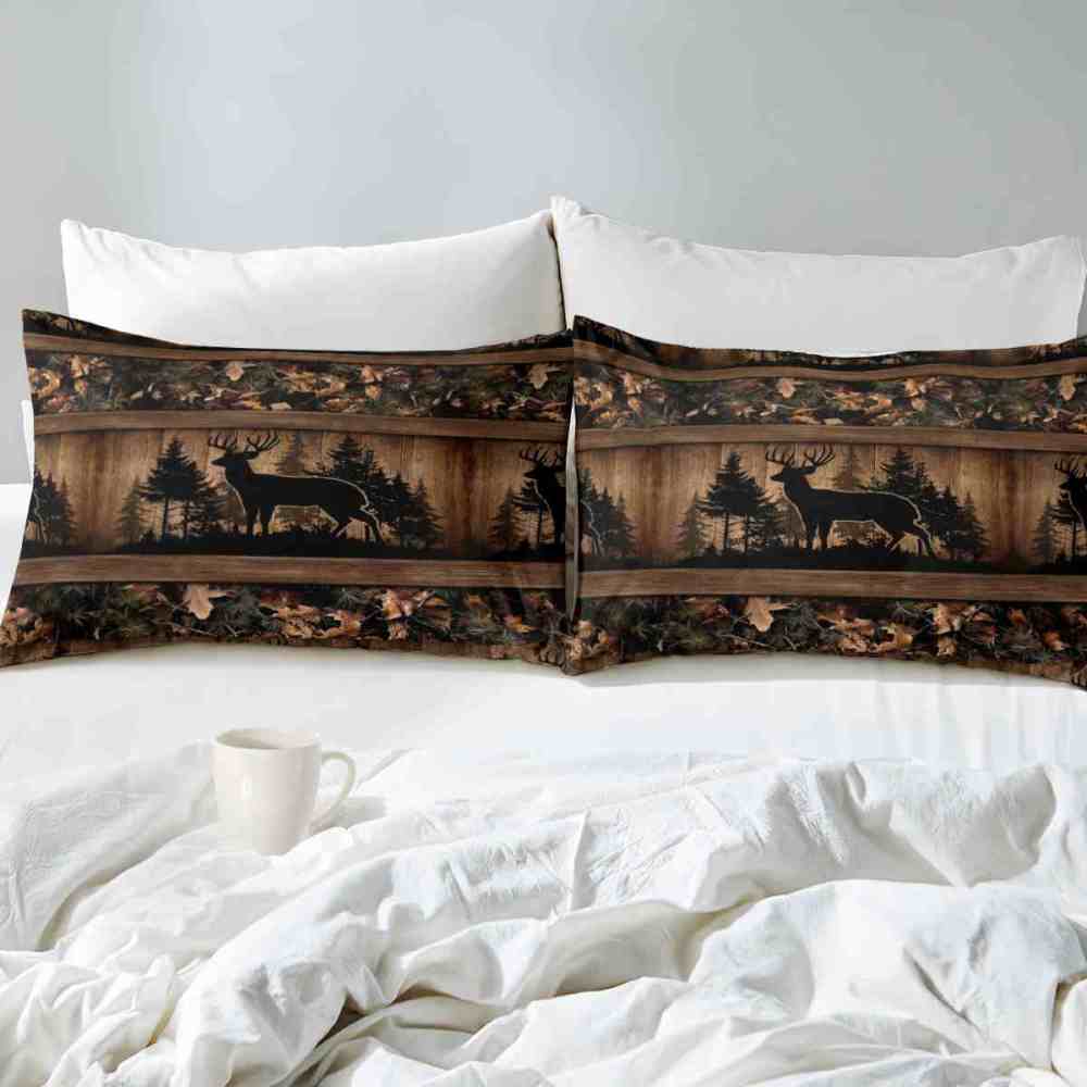 Rustic Buck Silhouette Forest Comforter Set | Boys Bedding | CozyLil