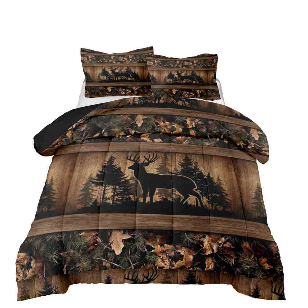 Rustic Buck Silhouette Forest Comforter Set | Boys Bedding | CozyLil