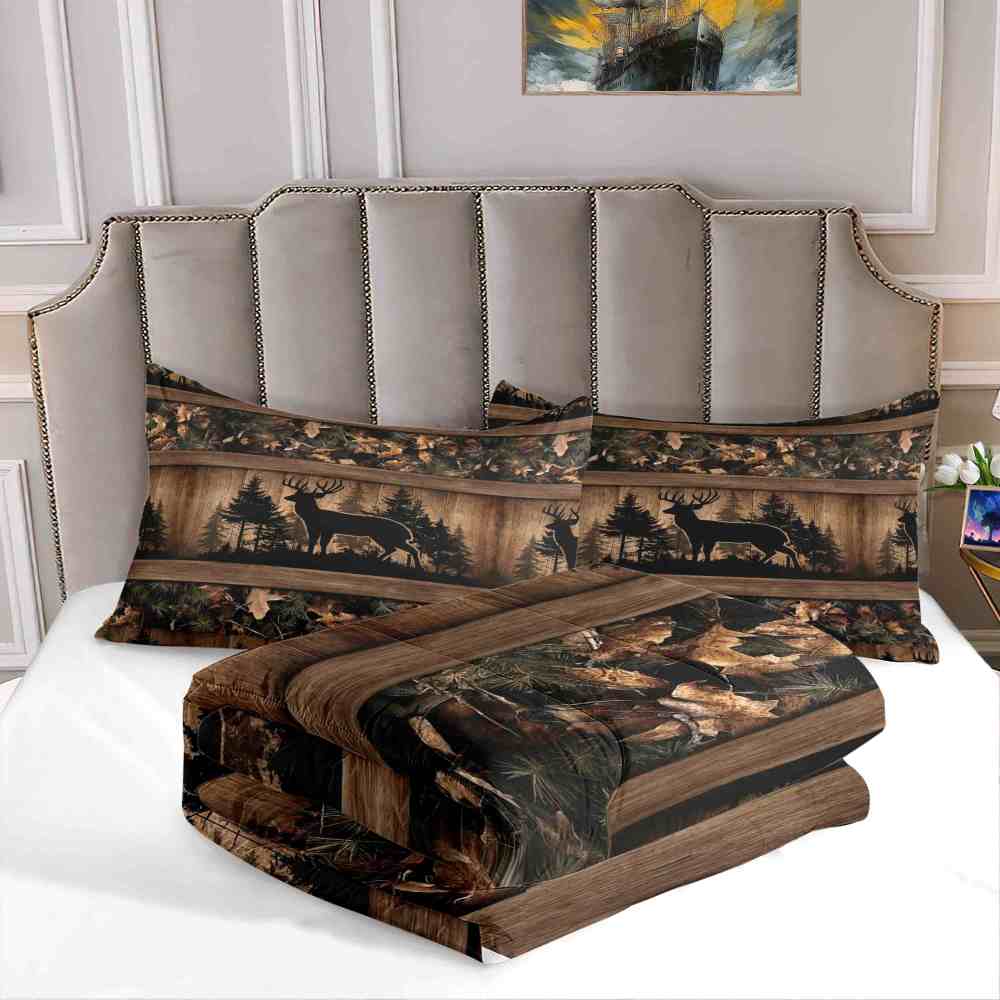 Rustic Buck Silhouette Forest Comforter Set | Boys Bedding | CozyLil