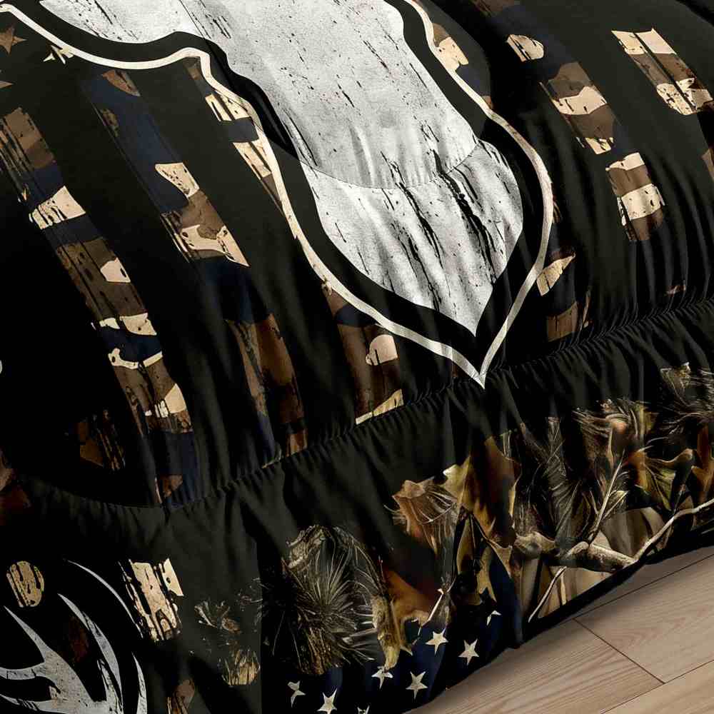 Rustic Flag Antler Comforter Set | Hunting Cabin Decor | CozyLil