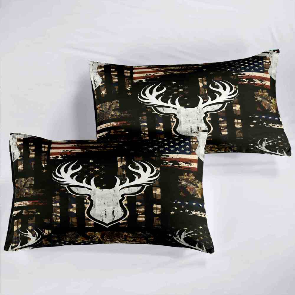 Rustic Flag Antler Comforter Set | Hunting Cabin Decor | CozyLil