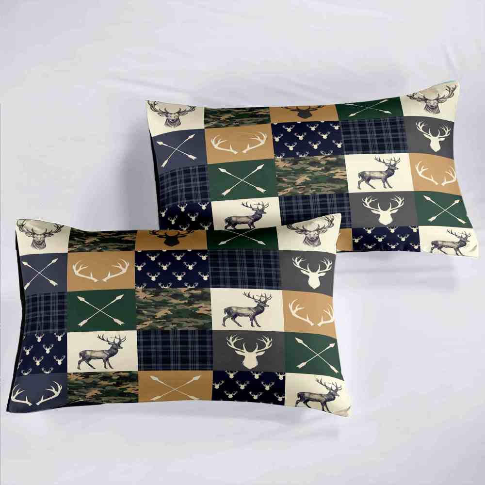 Patchwork Plaid Deer & Camo Comforter Set | Boys Room Bedding | CozyLil