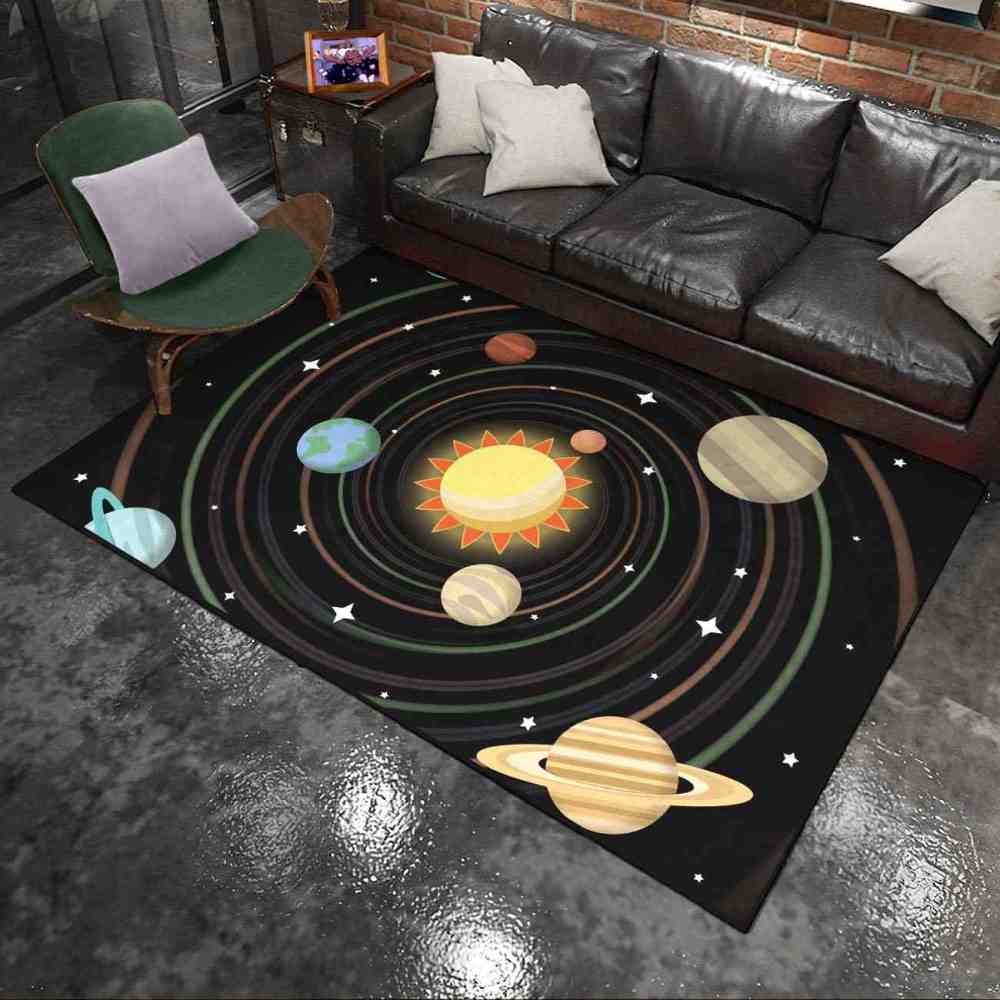 Spiral Galaxy Orbit Central Sun Boys Bedroom Area Rug | CozyLil