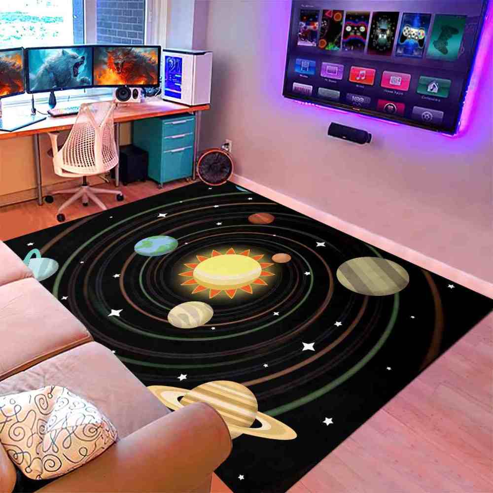 Spiral Galaxy Orbit Central Sun Boys Bedroom Area Rug | CozyLil
