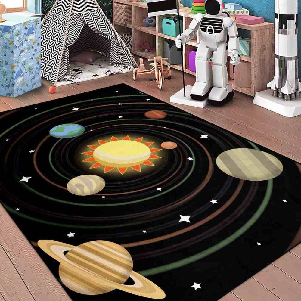 Spiral Galaxy Orbit Central Sun Boys Bedroom Area Rug | CozyLil