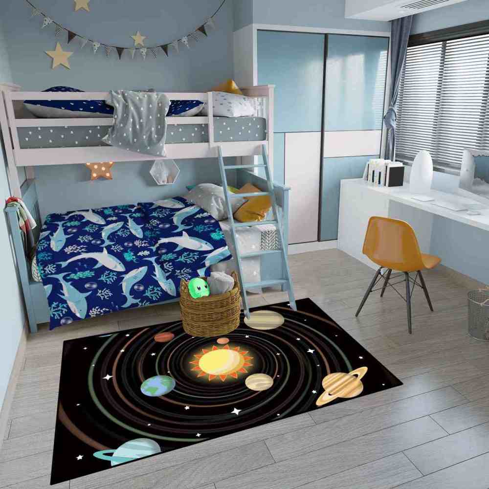 Spiral Galaxy Orbit Central Sun Boys Bedroom Area Rug | CozyLil