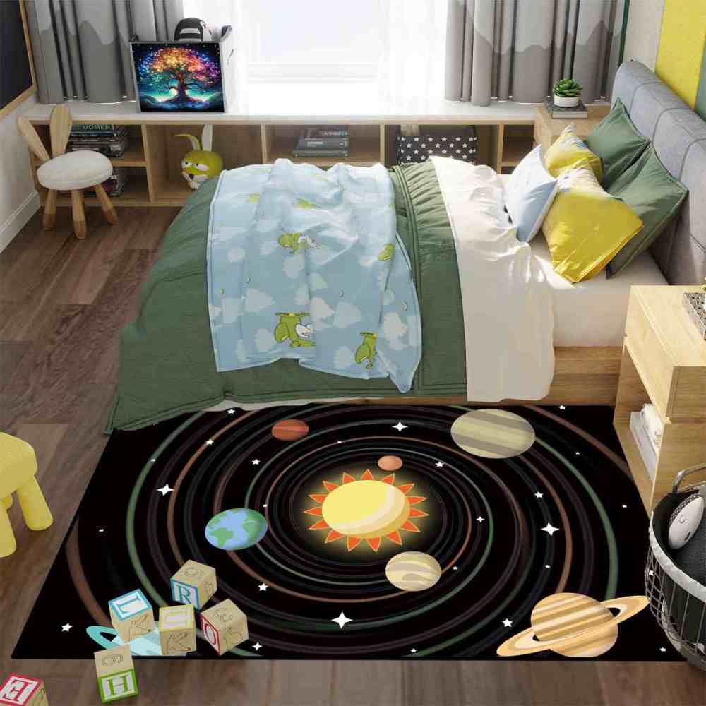 Spiral Galaxy Orbit Central Sun Boys Bedroom Area Rug | CozyLil