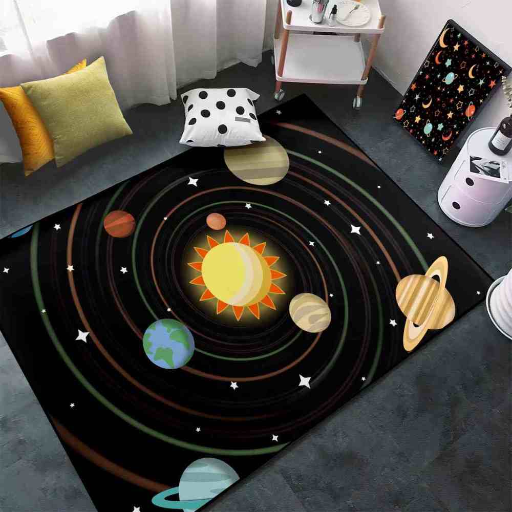 Spiral Galaxy Orbit Central Sun Boys Bedroom Area Rug | CozyLil