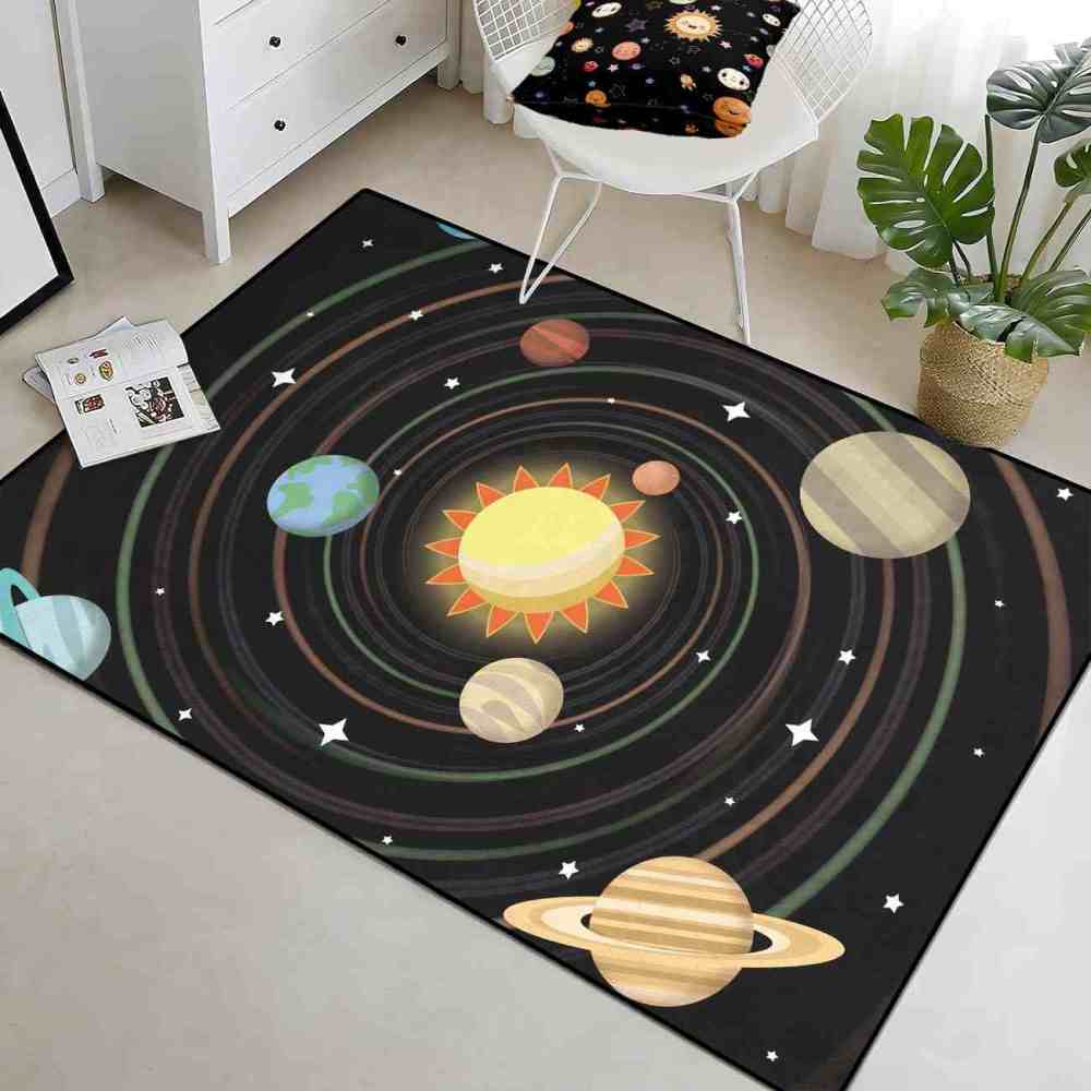 Spiral Galaxy Orbit Central Sun Boys Bedroom Area Rug | CozyLil