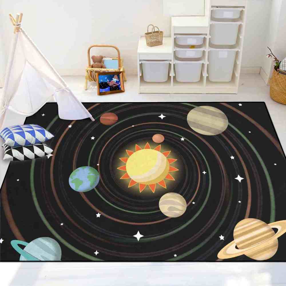 Spiral Galaxy Orbit Central Sun Boys Bedroom Area Rug | CozyLil
