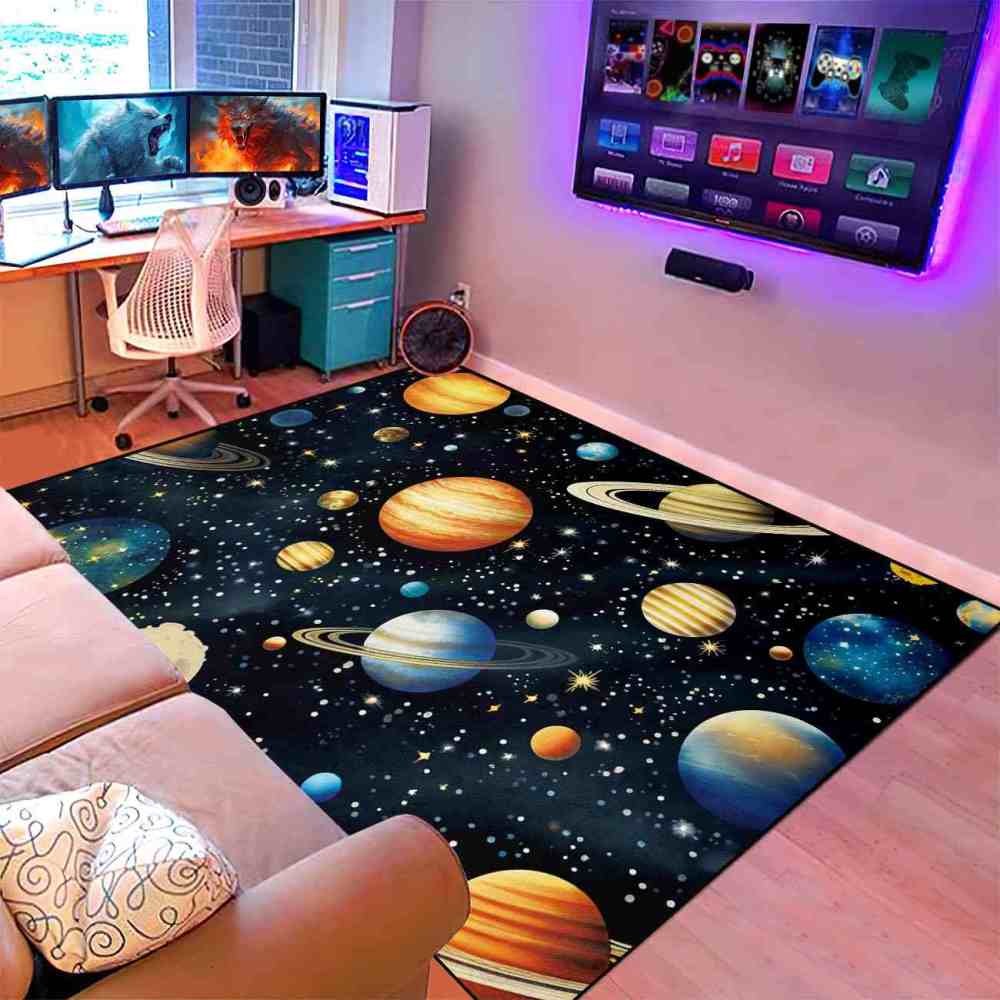 Dense Milky Way Starfield Kids Playroom Rug | CozyLil