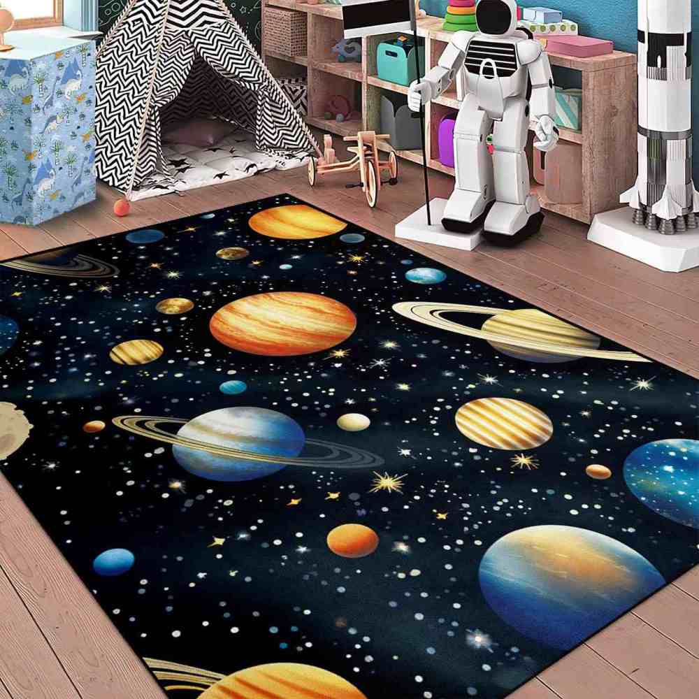 Dense Milky Way Starfield Kids Playroom Rug | CozyLil