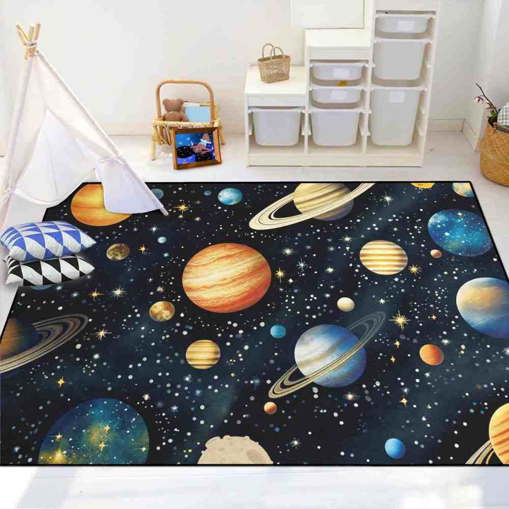 Dense Milky Way Starfield Kids Playroom Rug | CozyLil