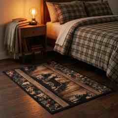 Rustic Forest Buck Deer Area Rug | Upgrade Ultra Non-Slip Backing | CozyLil