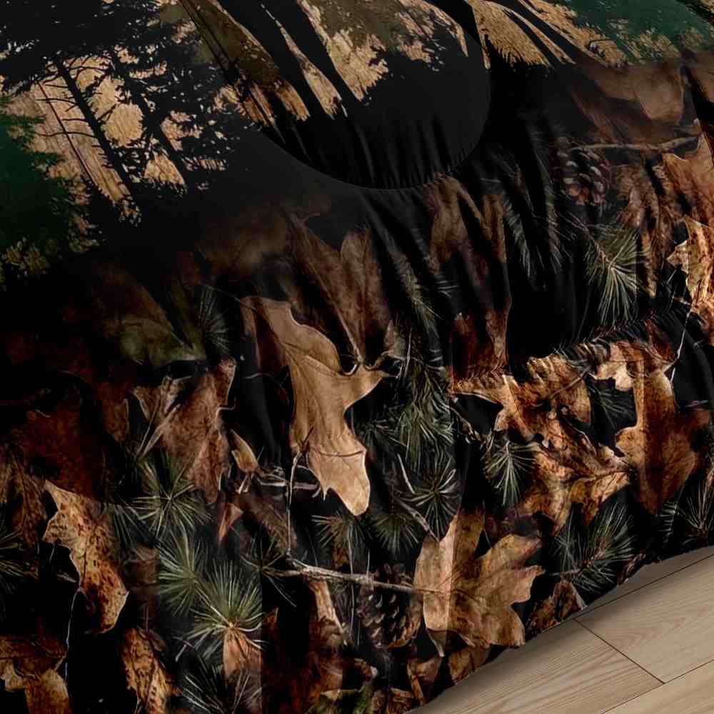 Rustic Forest Elk Silhouette Wood Grain Comforter Set | CozyLil