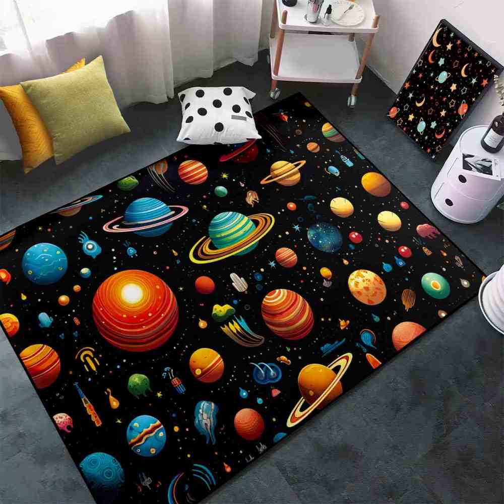 Vibrant Alien Planet Fantasy Kids Room Area Rug | CozyLil