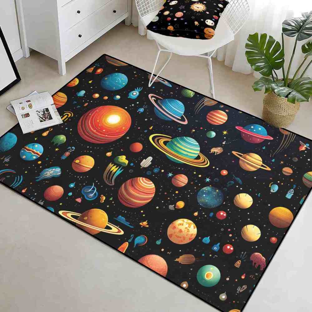 Vibrant Alien Planet Fantasy Kids Room Area Rug | CozyLil
