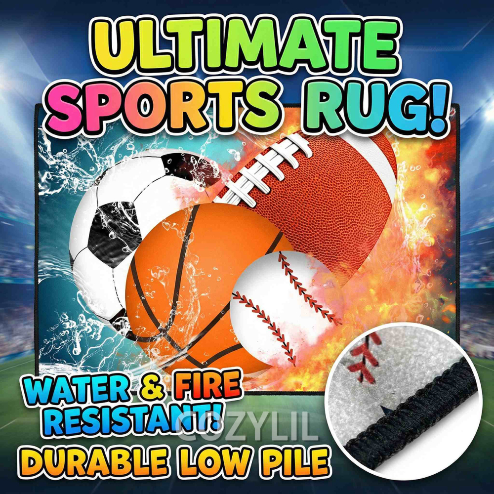 Water Fire Sports Area Rug Boys Playroom Decor | CozyLil