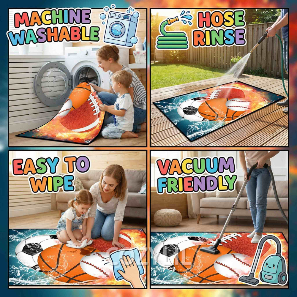 Water Fire Sports Area Rug Boys Playroom Decor | CozyLil