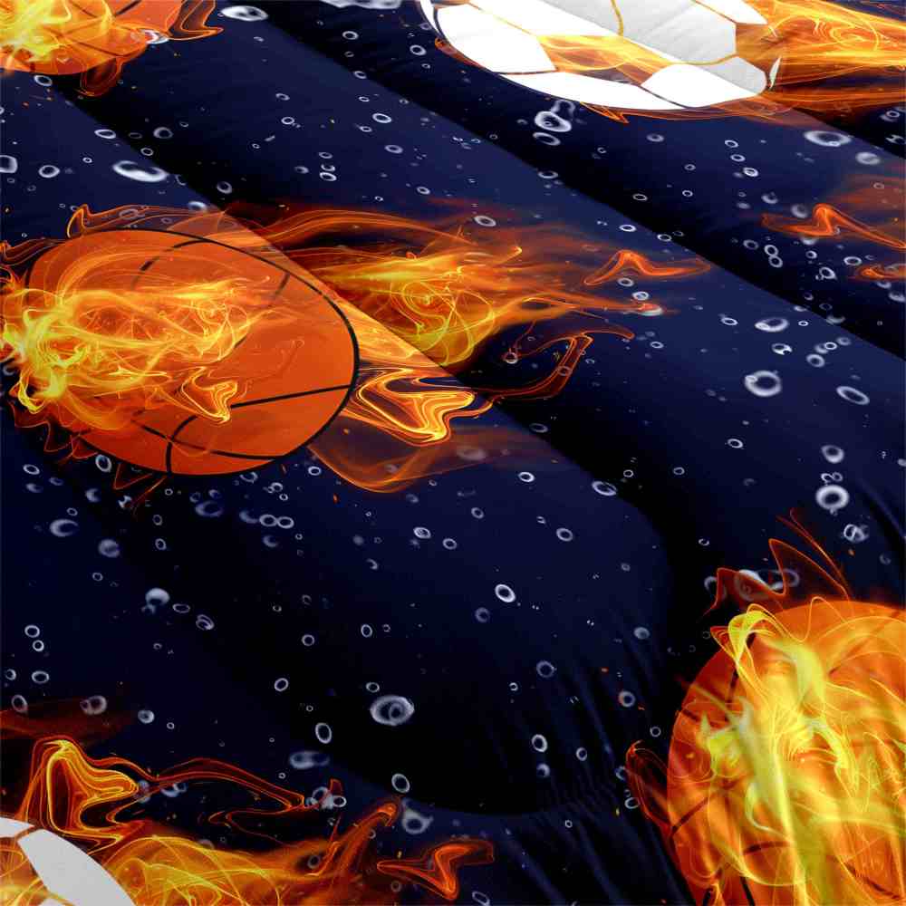 Fire on Ice Sports Soccer & Basketball Comforter Set | CozyLil